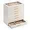 Lolalet Jewelry Box Organizer, 8-Layer Jewelry Organizers and Storage Case with Glass Lid, Ring Earring Bracelet Necklace Holder Organizer, Birthday Christmas Gifts for Women Girls -Beige