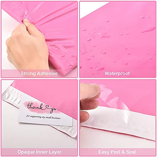 50Pcs Poly Mailers With 50Pcs Thank You Cards, Cute Mailing & Shipping Bags 10X13 Inch With Build-In Handle 3Mil Extra Thick Self Adhesive Packaging Bags For Small Business, Boutique- Pink #TOP1