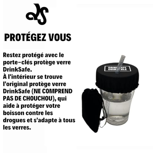 Le porte-clés protège verre anti-drogue réutilisable à souhait, anti-renversement pour soirées et festivals en toute sécurité I Noir – vue 5