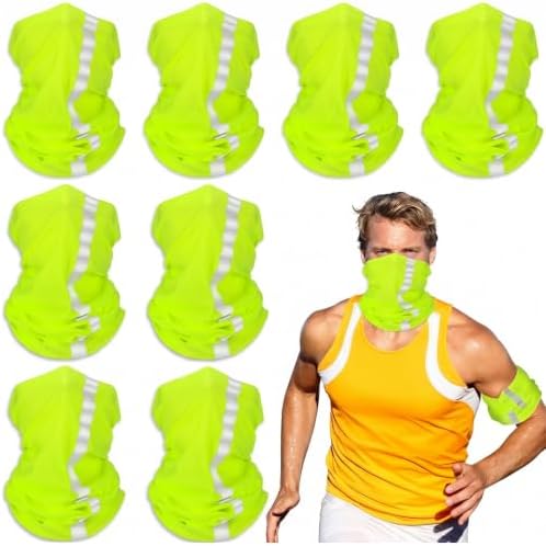 SATINIOR 8 Pack Reflective Neck Gaiters UV Protection Cooling Face Masks