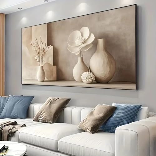 Toile de fleurs abstraite pour habiller un grand mur vide tableau de salon moderne chic 70x140
