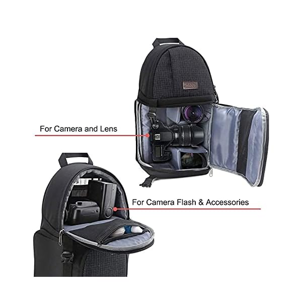 MOSISO Kamera Umhängetasche,DSLR/SLR/Spiegellos Kameratasche Stoßfeste Fotografie Kamerarucksack mit Stativhalter… – Bild 3