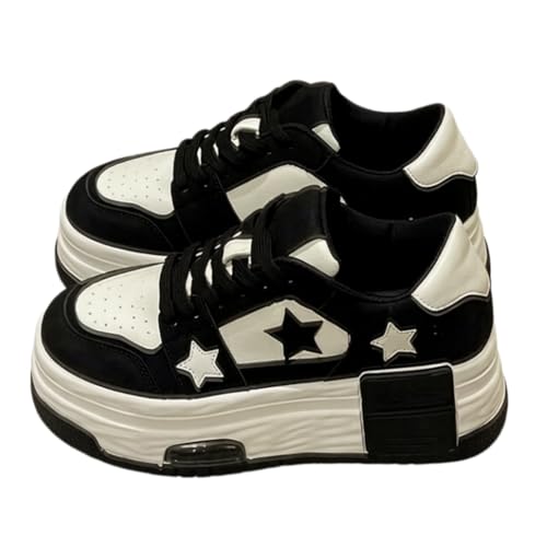 Image of Futuritage Women’s Star Chunky Platform Walking Shoes Y2K Cute Comfortable Breathable Casual Outdoor Sneakers B Black 4