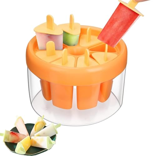 Image of Solitude 8 Pcs Ice Cream Kulfi Mould | BPA Free Food Grade Reusable Round Ice Box Container | Quick Release DIY Homemade Popsicle, Yoghurt Bar, Fruit Ice Pop Maker for Kids and Adults