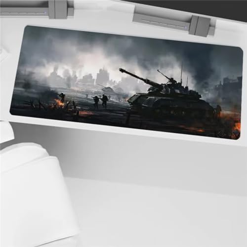 Xinyuer Alfombrilla Ratón XXL, Alfombrilla de Ratón Grande, 700x300x2mm Alfombrilla Gaming de Escritorio con Base Antideslizante, Lavable, para Juegos, Oficinas, Hogares (Tanque)