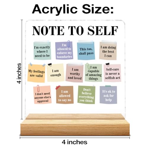 Mental Health Gifts for Women Men, Inspirational Gifts for School Counselor College, Note to Self Motivational Acrylic Plaque Sign Counseling Therapy Therapist Office Decor