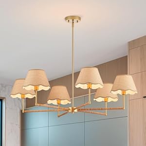 39” Boho Rattan Chandelier 6-Ligh...