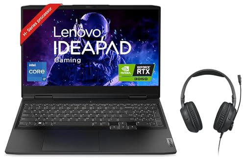 Image of Lenovo IdeaPad Gaming 3 Intel Core i5 12th Gen 15.6 inch (39.62cm) FHD IPS Gaming Laptop (16GB /512GB SDD /4GB NVIDIA RTX 3050 /120Hz /Win11 /Office 2021 /Onyx Grey /2.32Kg), 82S9014LIN + H100 Gaming Headset