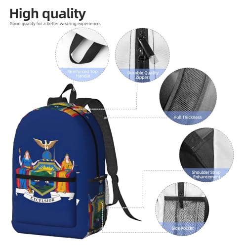 Mochila universitaria negra con bolsillo frontal y estampado New York talla única ligera 5