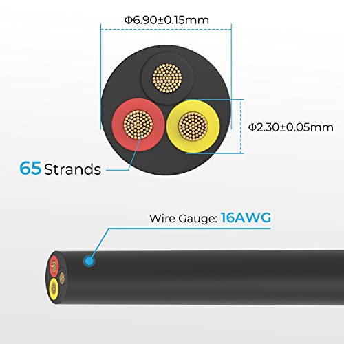 Firmerst 3 Conductor 16 Gauge 33 Feet Tinned Copper Electrical Wire #TOP1