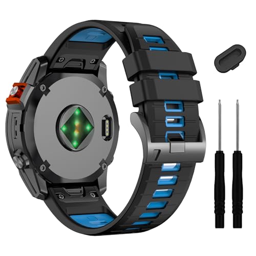 Image of 22mm Compatible with Garmin Fenix E /8 /8pro AMOLED 47mm /Fenix 7 /7 Pro /6 /6 Pro /5 /5 Plus Watch Band,Soft Quickfit Silicone Straps for Forerunner 970 965 955 /Approach S70 47mm /tactix 8 /quatix 7 8 47mm
