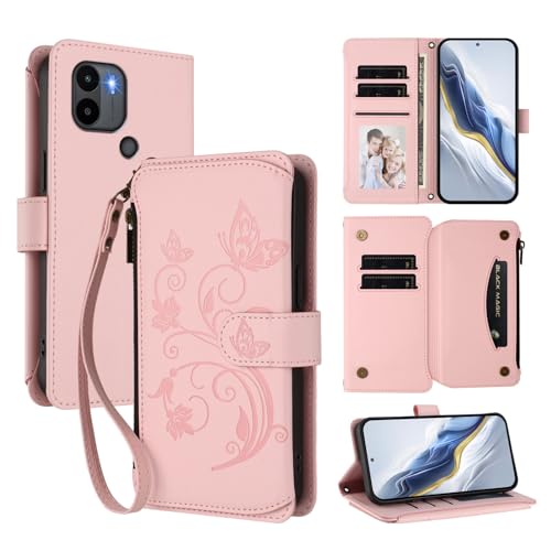 Cover Compatibile con Xiaomi Poco C51 4G Poco C50 4G con Redmi A2 Plus A1 Plus Cordinoã€5 Portacarteã€ã€Portafoglio a cernieraã€ã€Chiusura magnetica〠Stand Flip Custodia Pink