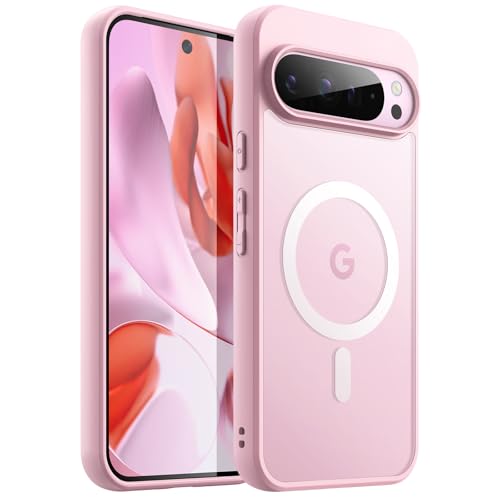 Image of JETech Magnetic Cover Case for Google Pixel 9 /9 Pro 2024, Compatible with MagSafe, Translucent Matte Back Shockproof Phone Cover (Quartz Rose)