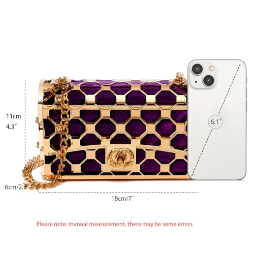 Image of CARIEDO Women Evening Bag Elegant Clutch Purse Exquisite Velvet Metal Hollow out Handbags Prom Wedding Party