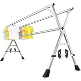 Wyazziv布団干し 屋外 倒れない 物干し 室内 x型 伸縮式 折りたたみ ふとんほし ステンレス 錆びない 風に強い 伸縮式1.6-2.4M キャスターなし大容量 高耐荷重 省スペース 長さ調節可能 強化版 x型 多機能 ものほしざお ふとん除湿 梅雨対策 家庭用 ベランダ 洗濯物干 (キャスターなしです,2M)