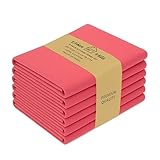 Urban Villa Solid Satin Weave - Premium Quality,Kitchen Towels, Ultra Soft,100% Cotton Dish Towels, (Size: 20X30 Inch), Red Highly Absorbent Bar Towels & Tea Towels - (Set of 6)