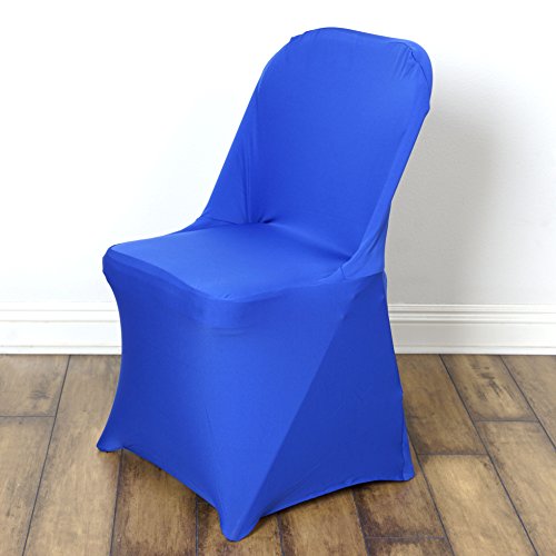 Balsacircle 10 Pcs Royal Blue Spandex Stretchable Folding Chair Covers For Party Wedding Linens Decorations Dining Ceremony Reception Supplies #TOP2