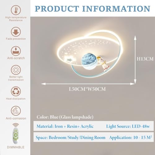 Plafonnier LED dimmable avec télécommande pour chambre d'enfant - 6