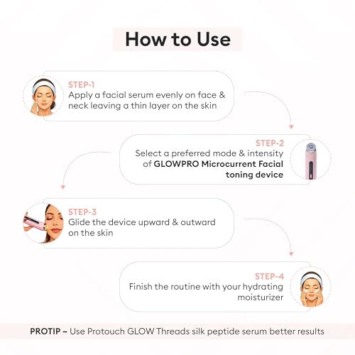 Image of PROTOUCH GLOW PRO Microcurrent Facial Toning Device, 4-in-1 Modes, LED Light, EMS, Electroporation, De-Puffing, Firming, Brightening