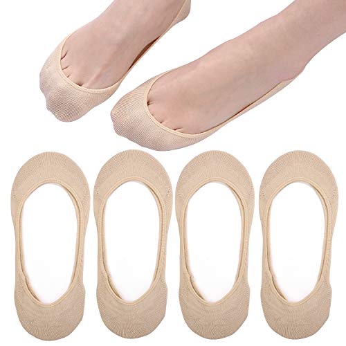 Ultra Low Cut No Show Socks Women Non Slip Cotton Liner Socks Hidden Invisible for Flats Boat Summer 4/8 Pairs
