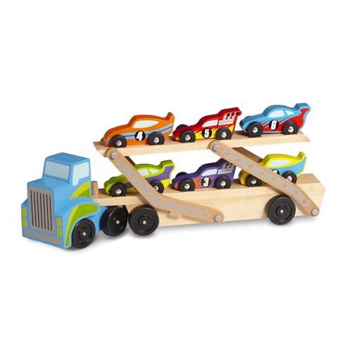 Melissa & Doug Rennwagenlaster aus Holz für 37,99 EUR bei amazon.de Bild: Melissa & Doug Rennwagenlaster aus Holz für 37,99 EUR bei amazon.de