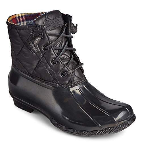 Sperry womens Saltwater Nylon Quilt Rain Boot, Black, 9 US