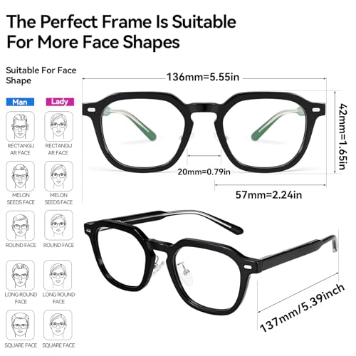 Image of Dollger Blue Light Blocking Glasses For Woman Men Thick Acetate Frame Rectangle Square Lens Non-Prescription
