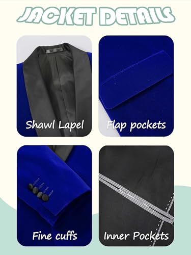 Mens Slim Fit Suit Jacket Velvet Tuxedo Blazer Flap Pockets Shawl Lapel Shirt Bow Tie Prom Wedding Business Dinner3