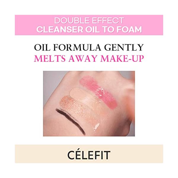 CELEFIT Double Effect Cleanser Oil to Foam - Korean Cleansing Oil Makeup Remover Foaming Facial Cleanser | Makeup Remover Oil to Foam Cleanser Face Wash for Women & Men | Korean Oil Cleanser (6.34oz)