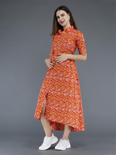 Image of Dhruvi Women's Rayon Anarkali Maternity Dress & Feeding Kurti with Zippers