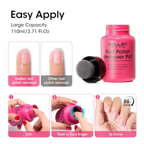 Image of GELLEN Nail Polish Remover Jar, Fragrance Acetone Free, 5-9s Quick Removal