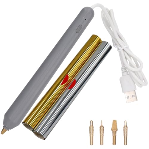Drawing Pens, Hot Foil Pen Kit with 4 Size Tips & 2 Foil Rolls (Gold+Silver) USB Powered Drawing Pens Multipurpose Hot Stamping Machine for Card Making Drawing Pens, Hot Foil Pen Kit with 4 Size Tips & 2 Foil Rolls (Gold+Silver) USB Powered Drawing Pens Multipurpose Hot Stamping Machine for Card Making