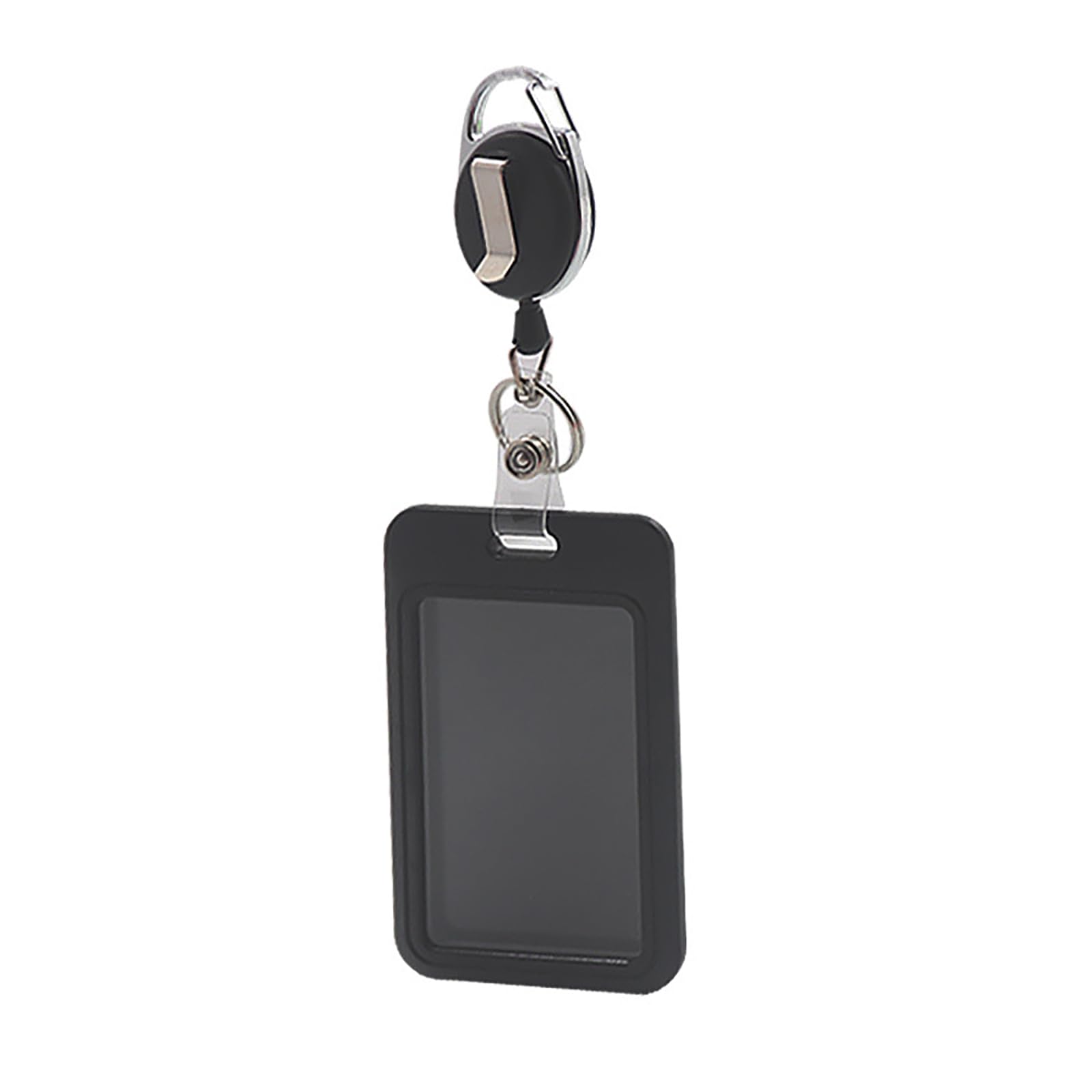 Sliding ID Badge Holder with Retractable Badge Reel Plastic Vertical Key Card Holder with Carabiner for Office School