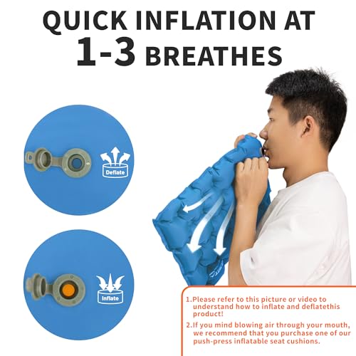 EULANT Aufblasbares Camping Sitzkissen,Wasserdicht Luftkissen,Ultraleicht Reisekissen für Strand Rucksacktouren Wandern Angeln Bootfahren,oder bei Konzerten, Tribünen, Strand, Rasen,Hause und Büro