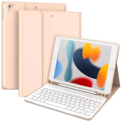 TQQ Tastatur Hülle für iPad 10.2 Zoll (9/8/7 Generation) für iPad Air 3rd und Pro 10.5 Wiederaufladbar Abnehmbar BT-Tastatur Deutsches QWERTZ-Layout