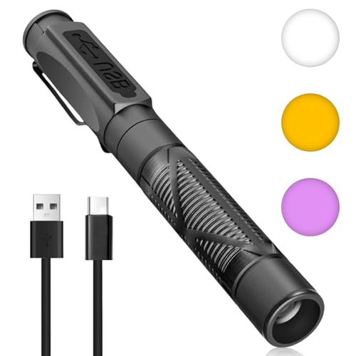 Lámpara de diagnóstico para pupilas, luz de 3 colores, recargable por USB, portátil, con clip de bolsillo, para enfermeras, estudiantes, médicos