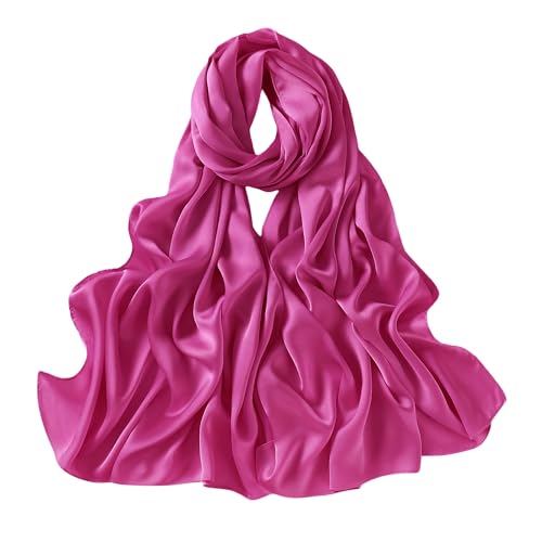 Lina & Lily Women's Silky Satin Scarf Shawl Wrap for Wedding Evening Dress (Magenta Pink)