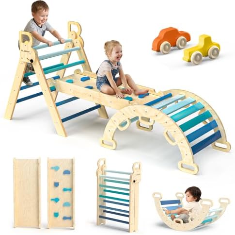 BlueWood Pikler Triangle Set with Safe Handle, Climbing Toys for ...