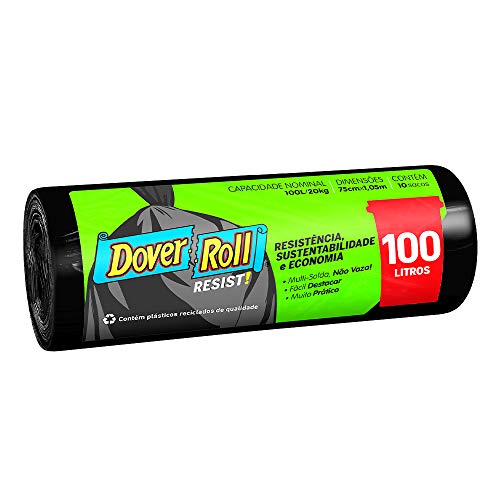 Dover-Roll Saco Para Lixo Resist 100 Litros Preto Rolo Com 10 Sacos
