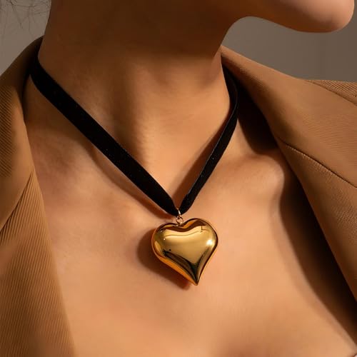 18K Gold/Silver Black Cord Heart/Cross Choker Necklace | Hypoallergenic Vibrant All-match Attractive Black String Necklace | Ingenious Design Choker Necklace for Women2