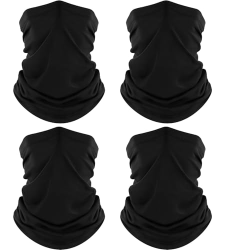Opiniones de Bandanas que Puedes Comprar On-line. 42 fuinloth 4 PCS Bandanas para Hombre y Mujer, Bufandas Mascarilla Facial con Protección UV, Versátil para Outdoor 4 Negro