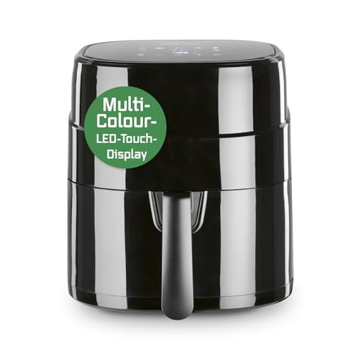 GOURMETmaxx Heißluftfritteuse 4,5L – Airfryer 1400W mit digitalem Farbdisplay, Timer, automatischer Abschaltung & Überhitzungsschutz, spülmaschinenfestes Zubehör, fettfrei frittieren – Schwarz