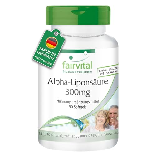 Fairvital | Ácido Alfa-Lipoico 300mg - Dosis elevada - 90 Cápsulas blandas - Calidad Alemana