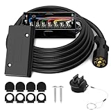 SnowyFox 7 Way Trailer Plug Cord Junction Box - Heavy Duty 7 Pin Trailer Wiring Harness Inline Cord Cable Weatherproof Corrosion Resistant, 8 feet