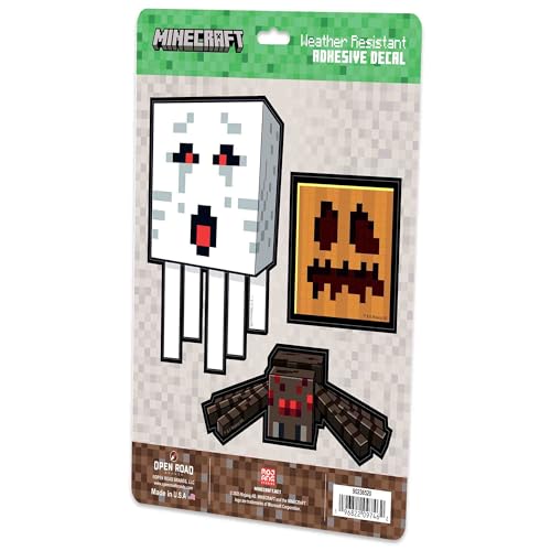 Image of Minecraft Halloween Adhesive Vinyl Decals - Fun Set of Minecraft Stickers for Car, Laptop, or Water Bottle, 1 Pack (3 Count)
