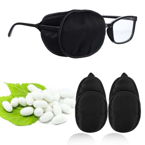 YUXIANLB 2PCS Silk Eye Patches Soft Eyes Patches for Adults Medical Grade Eyepatch for Left or Right Eye Lazy Eyes (Amblyopia) Strabismus and Recovery