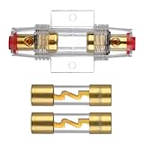 Anhoer AGU Sicherungshalter 80A Vergoldet Glassicherung Inline AGU-Sicherung Inline-Sicherungshalter mit 2 Stück 80A AGU Sicherung Glasrohr für Automotive Audio Power Safety Protection