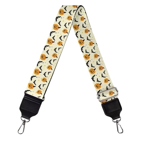 Image of Talayituse Pumpkin Bat Print Shoulder Strap Wide Purse Bag Strap Adjustable Replacement Belt Luggage Crossbody Shoulder Bag Strap for Women Girls Halloween Decoration