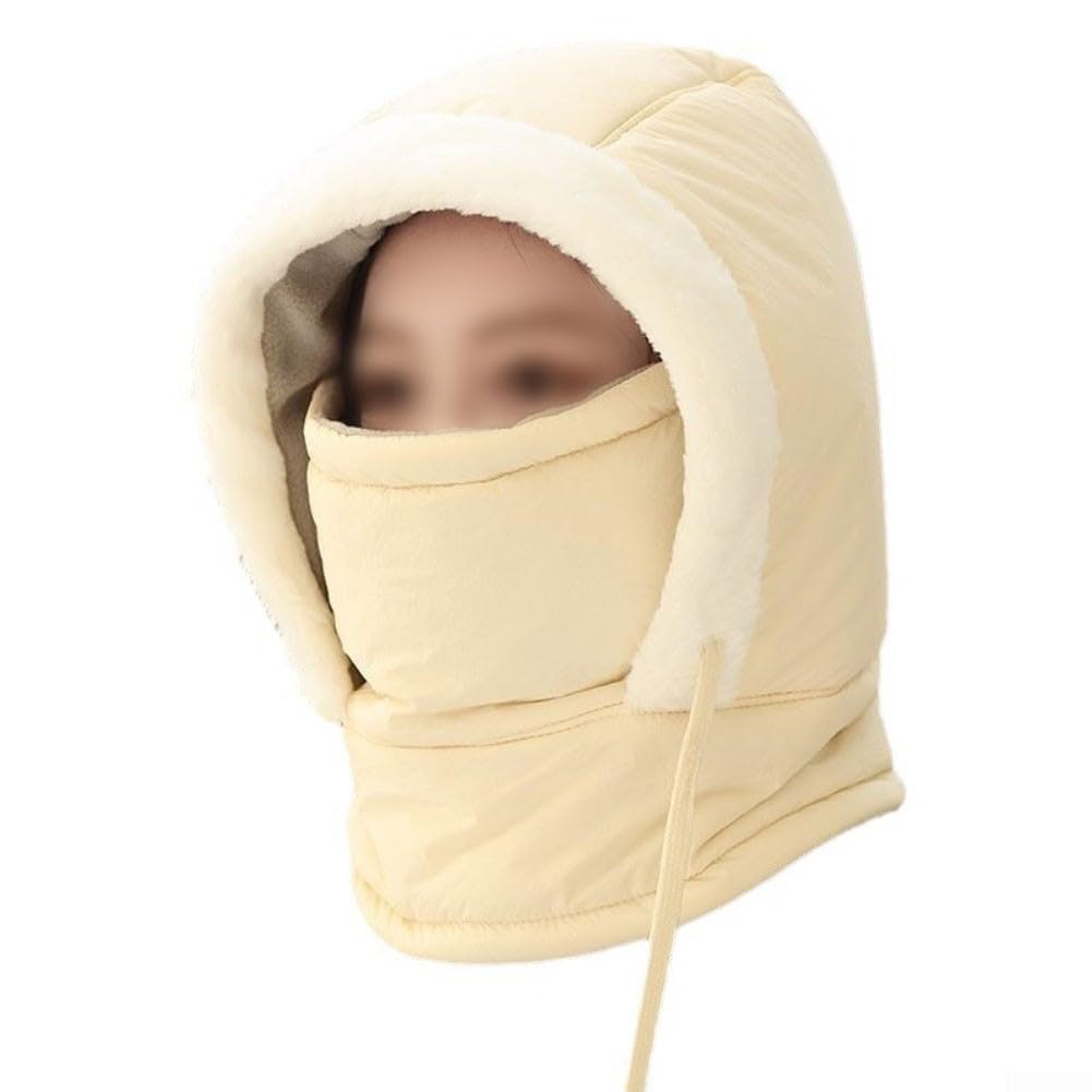Bonnet de neige intégral contre le vent glacial en polaire beige