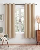 NICETOWN Beige Room Darkening Curtains 63 Inches Long 2 Panels